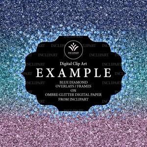 Blue Diamond Frames, Overlay Clipart. Digital Sparkle Rhinestone Frames ...