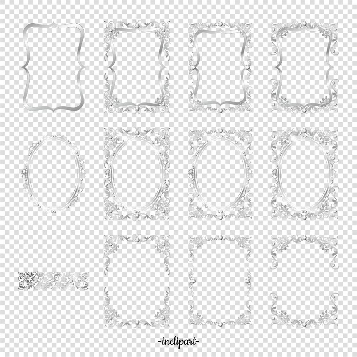 Silver Frames Digital Clip Art. Silver Diamond Frames Etsy