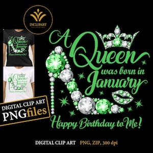 A Queen was born in January cyfrowy clipart PNG format. Clipart na przyjęcie urodzinowe. Impreza dla pań, wysoki obcas, clipart korony. Natychmiastowe pobranie.