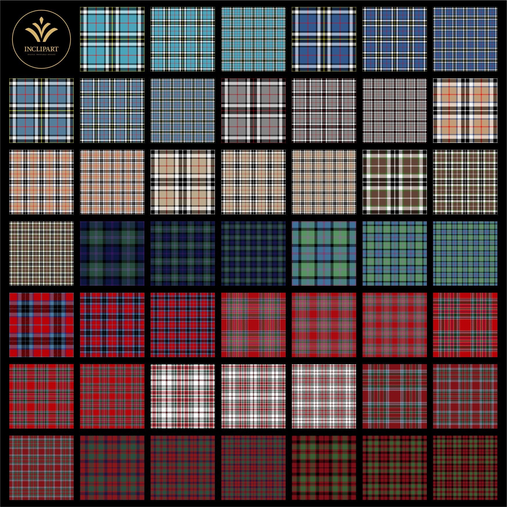 Tartan Digital Paper Clipart PNG File Format. Scottish Plaid, Thompson ...