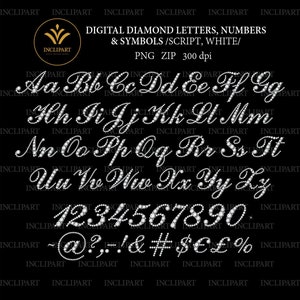 Diamond Alphabet Script. Digital Letters, Numbers, Symbols Clip Art PNG ...