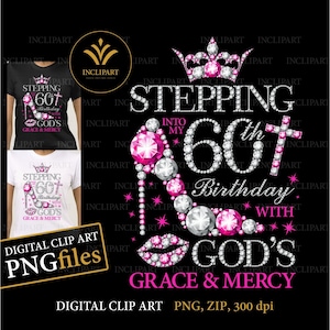 Geburtstag mit Gottes Gnade und Barmherzigkeit digital Clipart PNG-Dateiformat. Geburtstagsparty Damen Clip Art. Sofortiger Download.