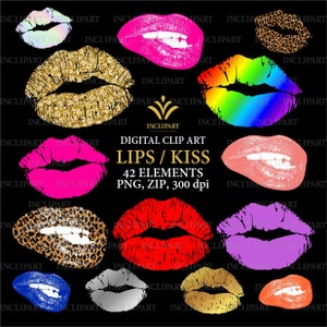 Lippen, Kuss digitale Clipart PNG Dateien. Rot, Rosa, Leopard, Lila, Schwarz, Gold Lippen Clipart. Mode Clipart. Party Clipart. Sofort Download
