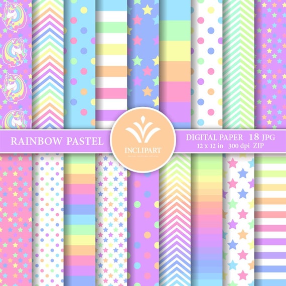 Chevron & Dot Digital Scrapbook Pack (Rainbow Pastel) — Includes 100 Pages!