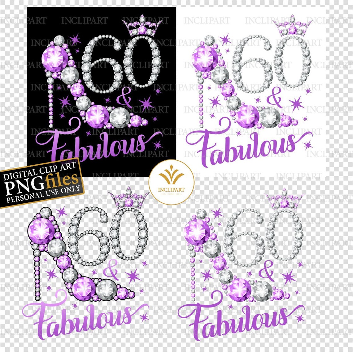 60 & Fabulous. 60th Birthday Digital Clipart PNG Format. - Etsy