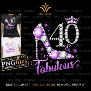 40 & Fabelhaft. 40. Geburtstag digitale Clipart PNG Format. Damen Party, weiße und rosa high heel PNG Dateien. Nur für den persönlichen Gebrauch.