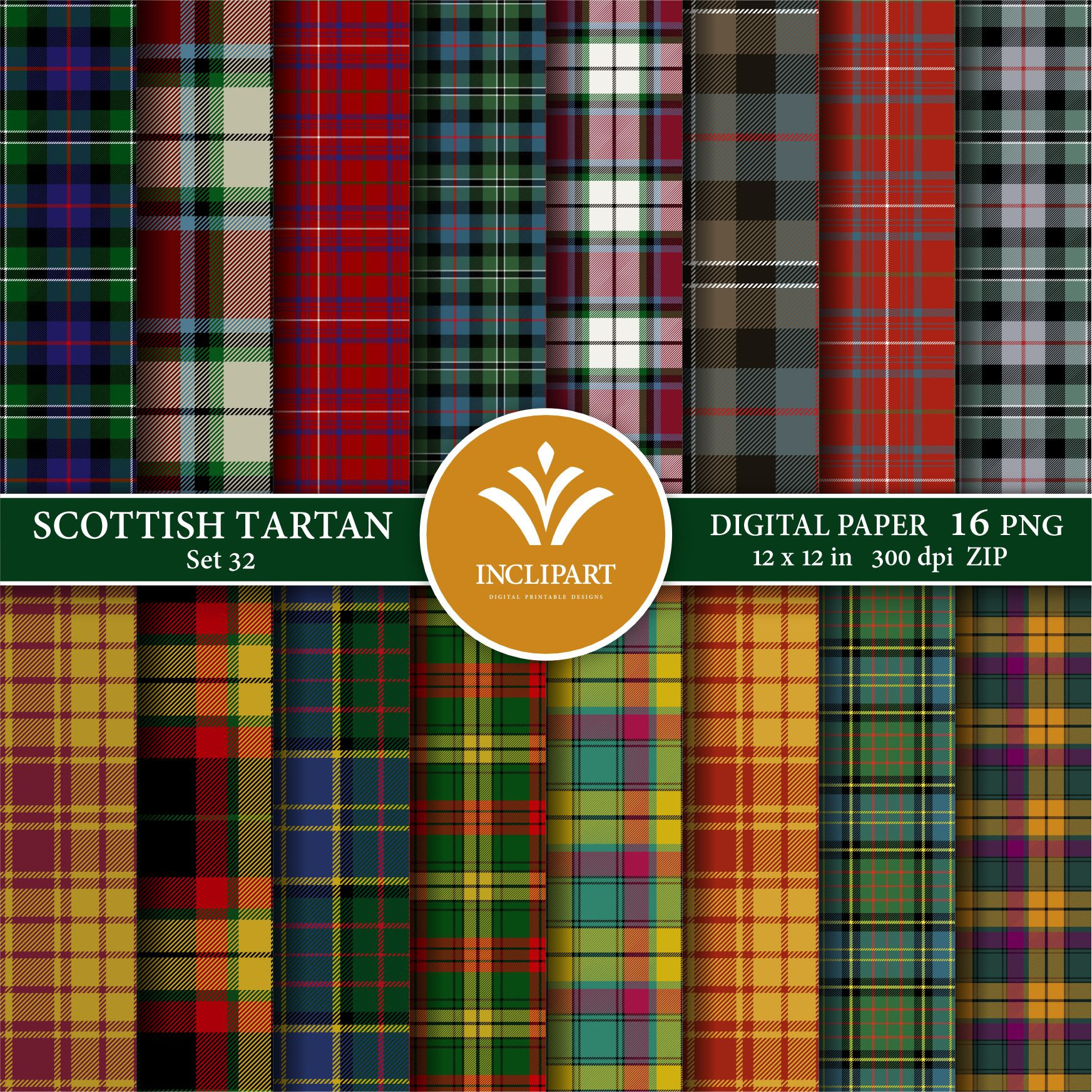 Tartan Digital Paper Clipart PNG File Format. Scottish Plaid, Tartan ...