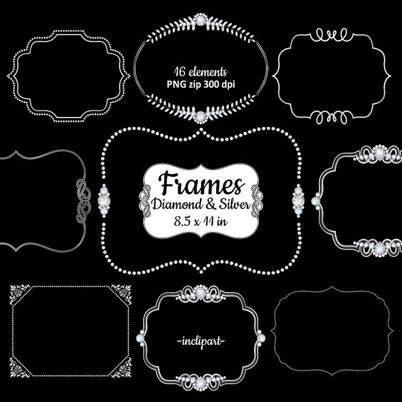 Frame Clipart Diamond Silver Rhinestone Frames Image 0