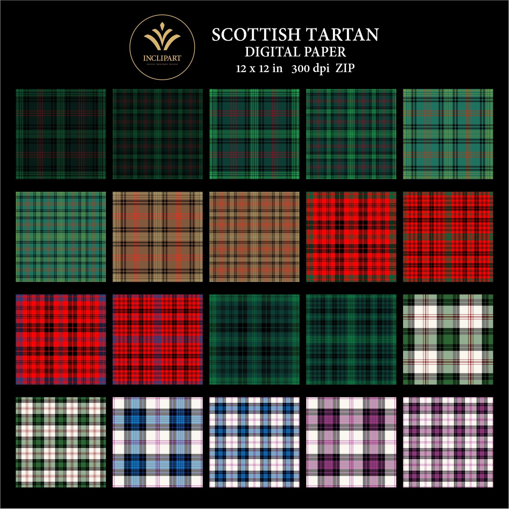 Tartan Digital Paper Clipart PNG File Format. Scottish Tartan - Etsy UK