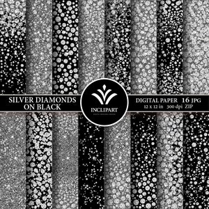 Diamant digitale Büro clipart. Silber-Diamant, Strass, Edelstein Glitzer Hintergrund, digitales Papier. druckfähig. Sofortiger Download. Geschäftsnutzung