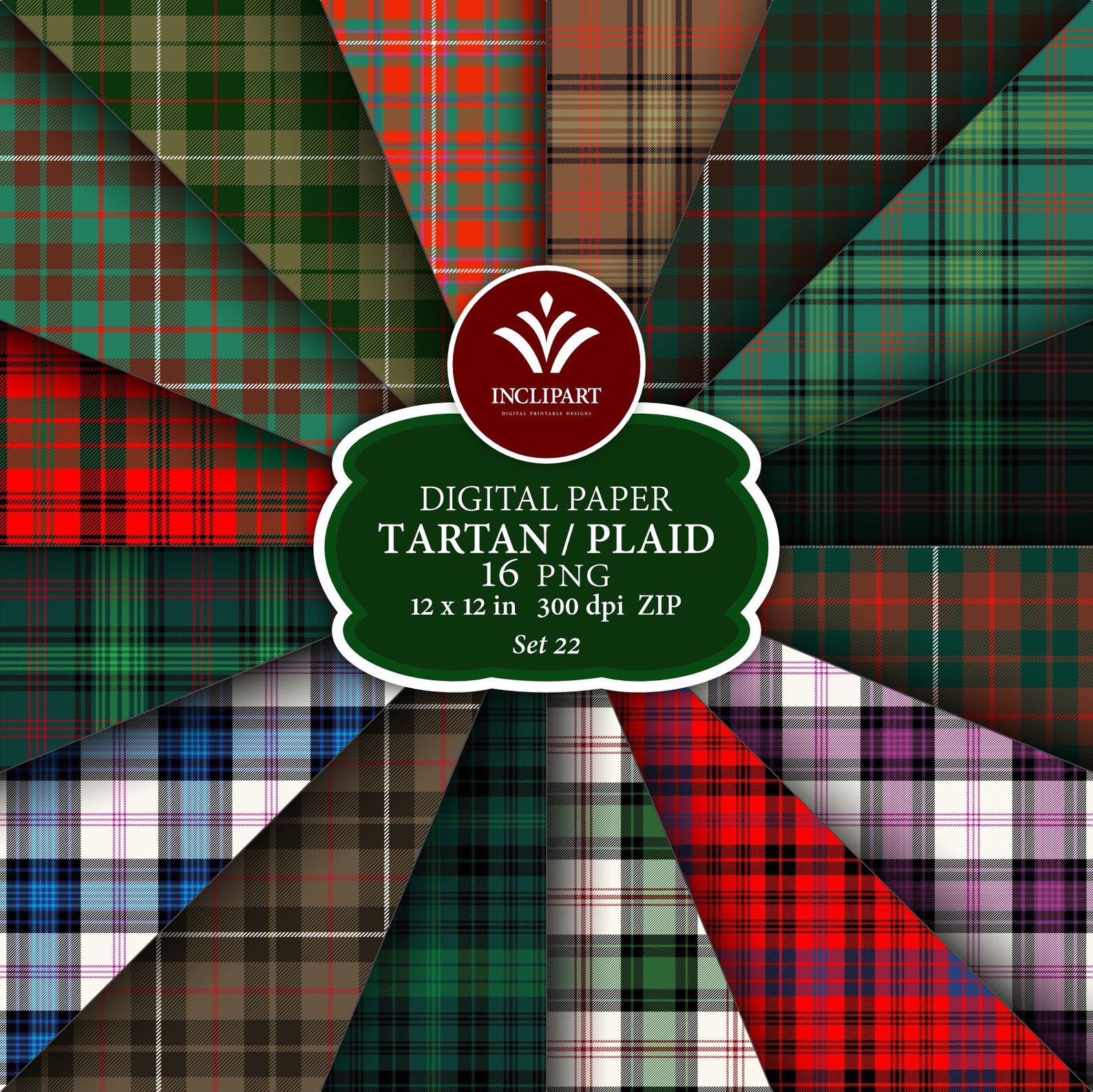 Tartan Digital Paper Clipart PNG File Format. Scottish Tartan, Plaid ...