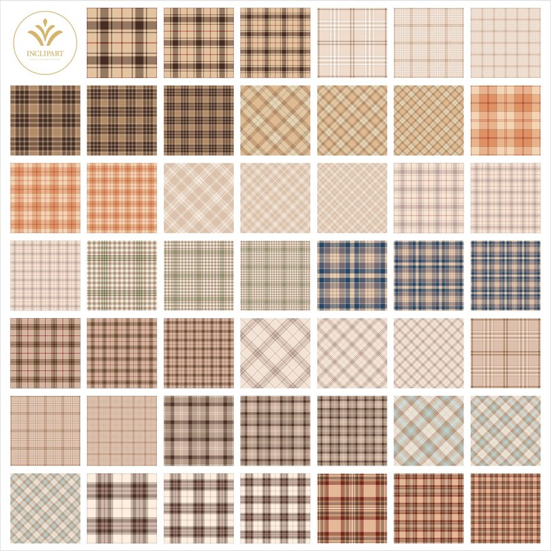 Tartan Digital Paper Clipart PNG File Format. Beige, Cream, Brown ...