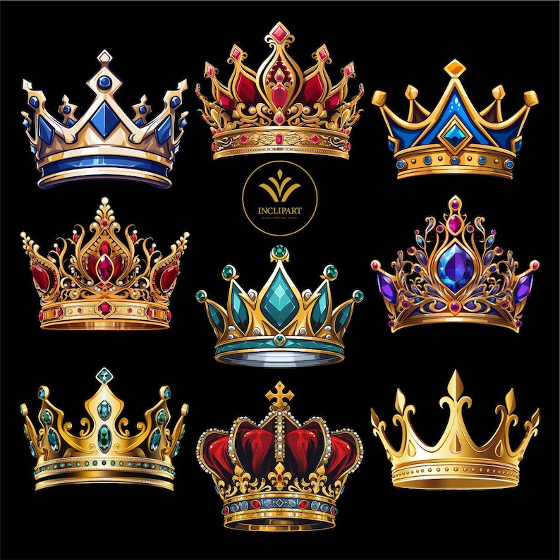 Crown Digital Clipart in PNG File Format. Party Clipart. Crowns Gold ...