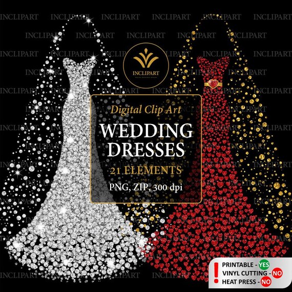 Wedding Dress Clipart Bridal Gown Clipart Prom Dress Clip Etsy