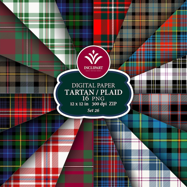 Tartan Digital Paper Clipart PNG File Format. Macgregor, Smith ...