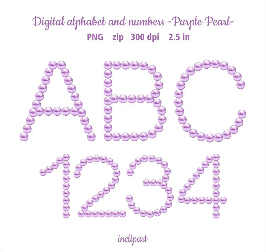 Pearl alphabet clipart. Pearl numbers clip art. Letters and Etsy