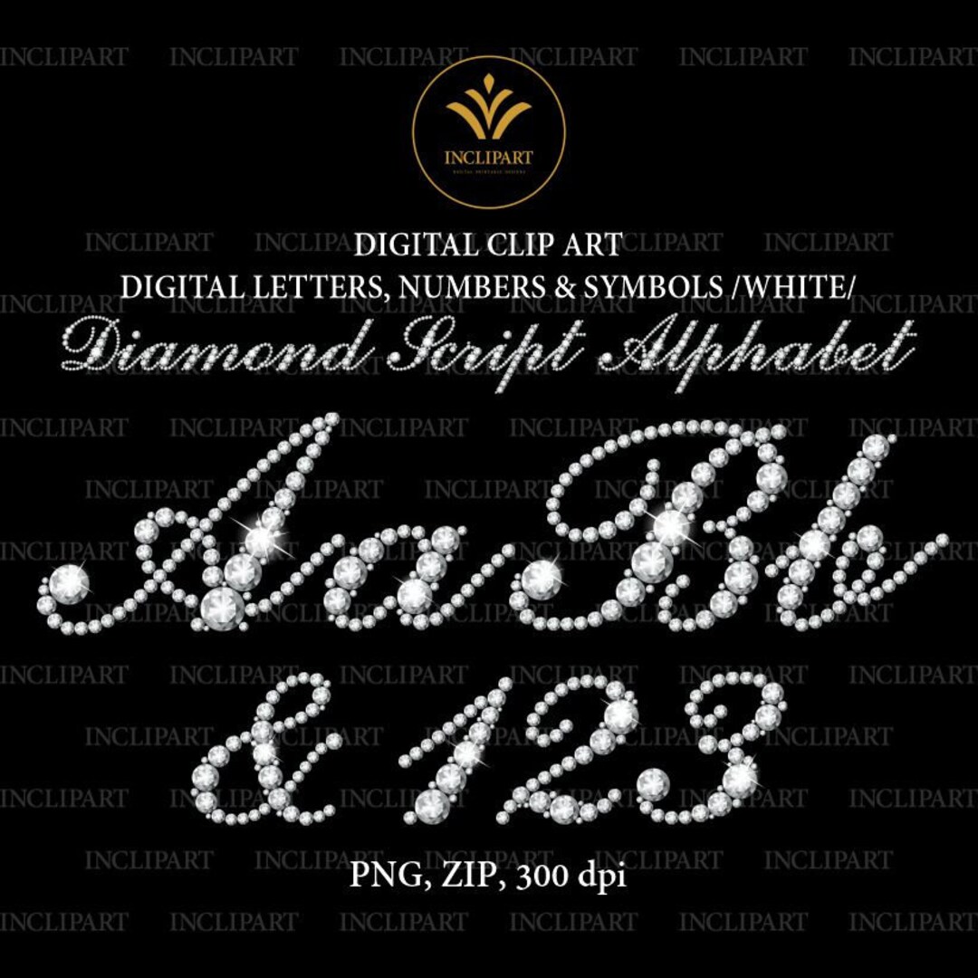 Diamond Alphabet Script. Digital Letters Numbers Symbols - Etsy