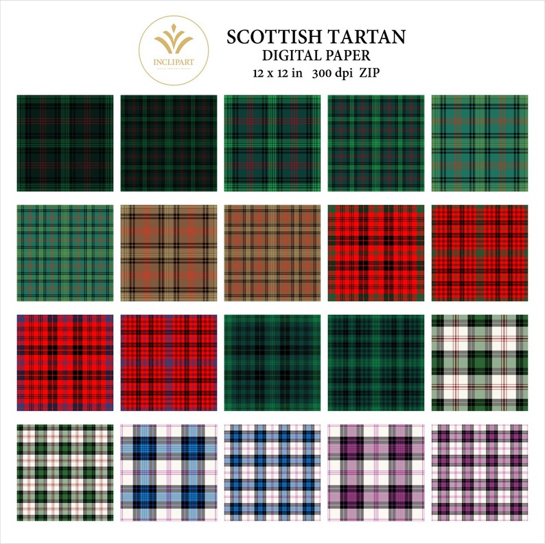 Tartan Digital Paper Clipart PNG File Format. Scottish Tartan - Etsy UK