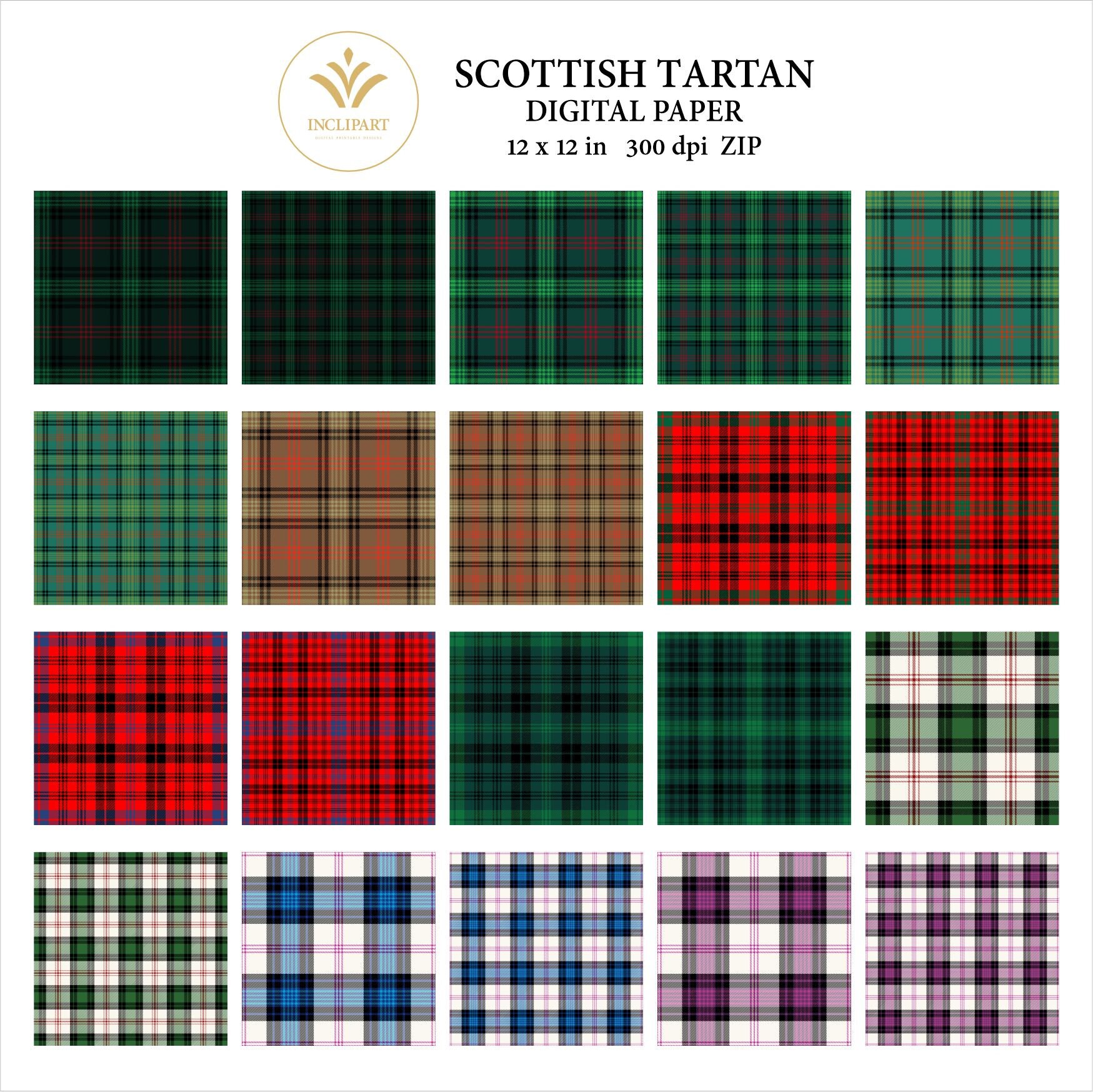 Tartan Digital Paper Clipart PNG File Format. Scottish Tartan | Etsy UK