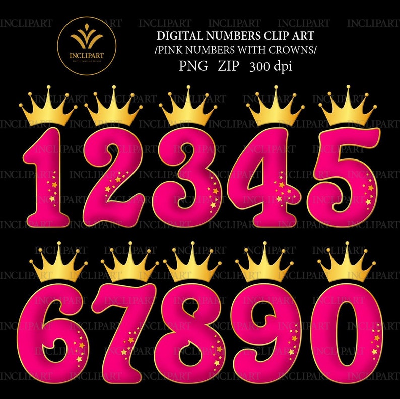 Princess Numbers PNG Clipart. Kids Party Birthday Numbers - Etsy