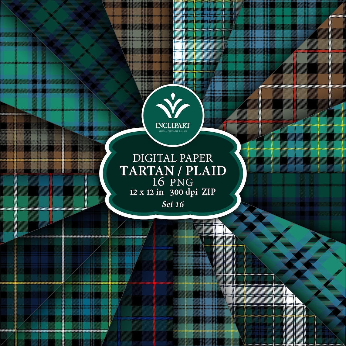 Tartan Digital Paper Clipart. Scottish Plaid, Tartan Clipart. Seamless ...