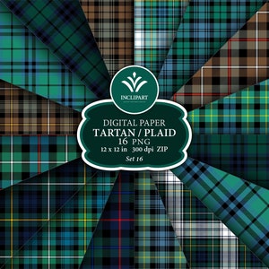 Clipart de papel digital Tartan. Xadrez escocês, clipart tartan. Papel digital de fundo sem costura. Imprimível. Download instantâneo. Uso comercial