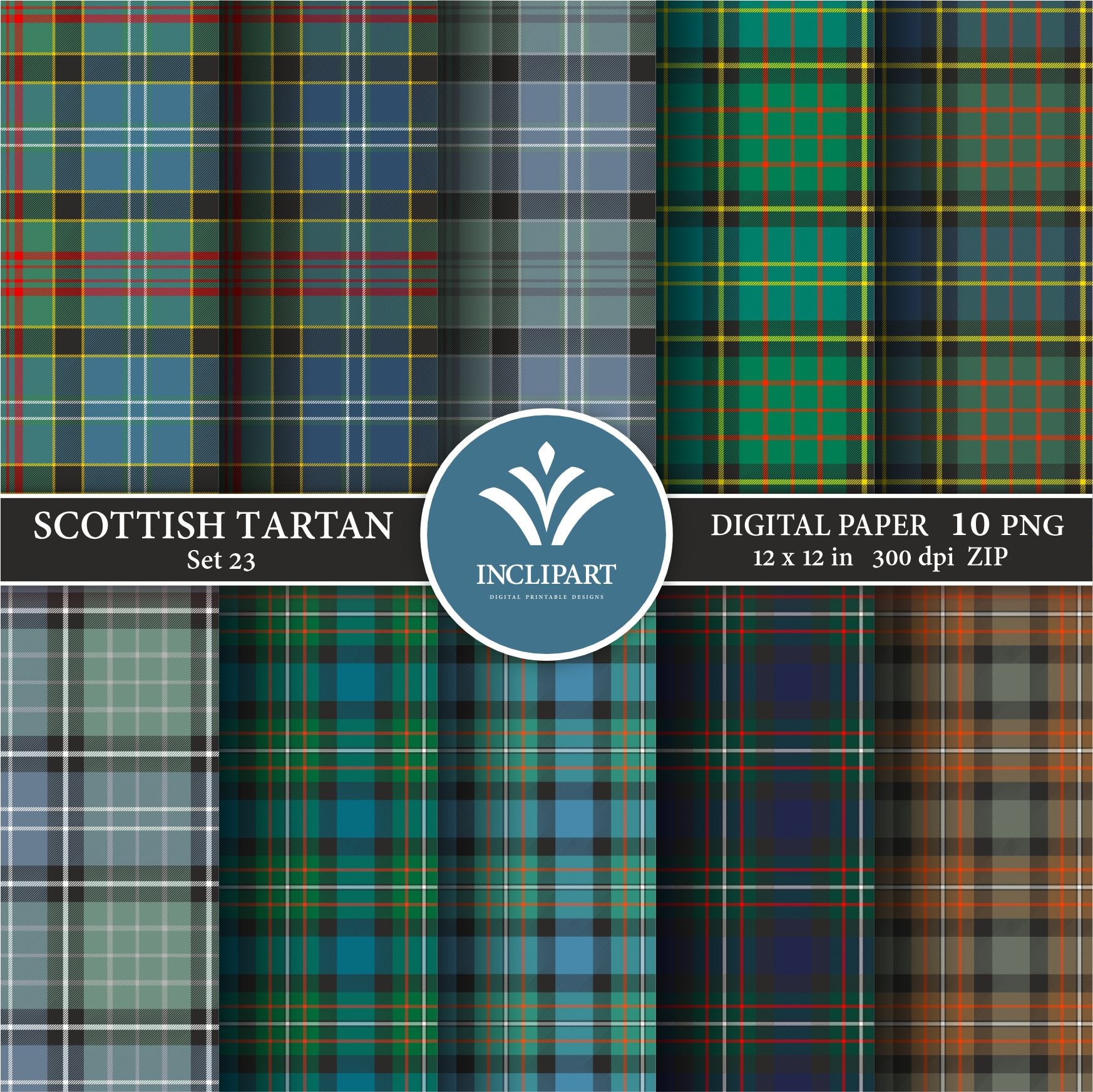 Tartan Digital Paper Clipart PNG File Format. Caldwell - Etsy UK