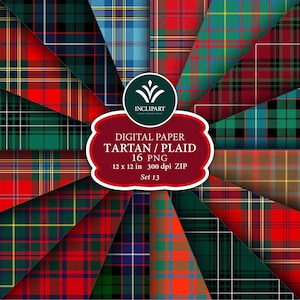 Tartan Digital Paper clipart PNG au format de fichier. Plaid écossais, clipart tartan. Papier numérique de fond transparent. Imprimable. Téléchargement instantané