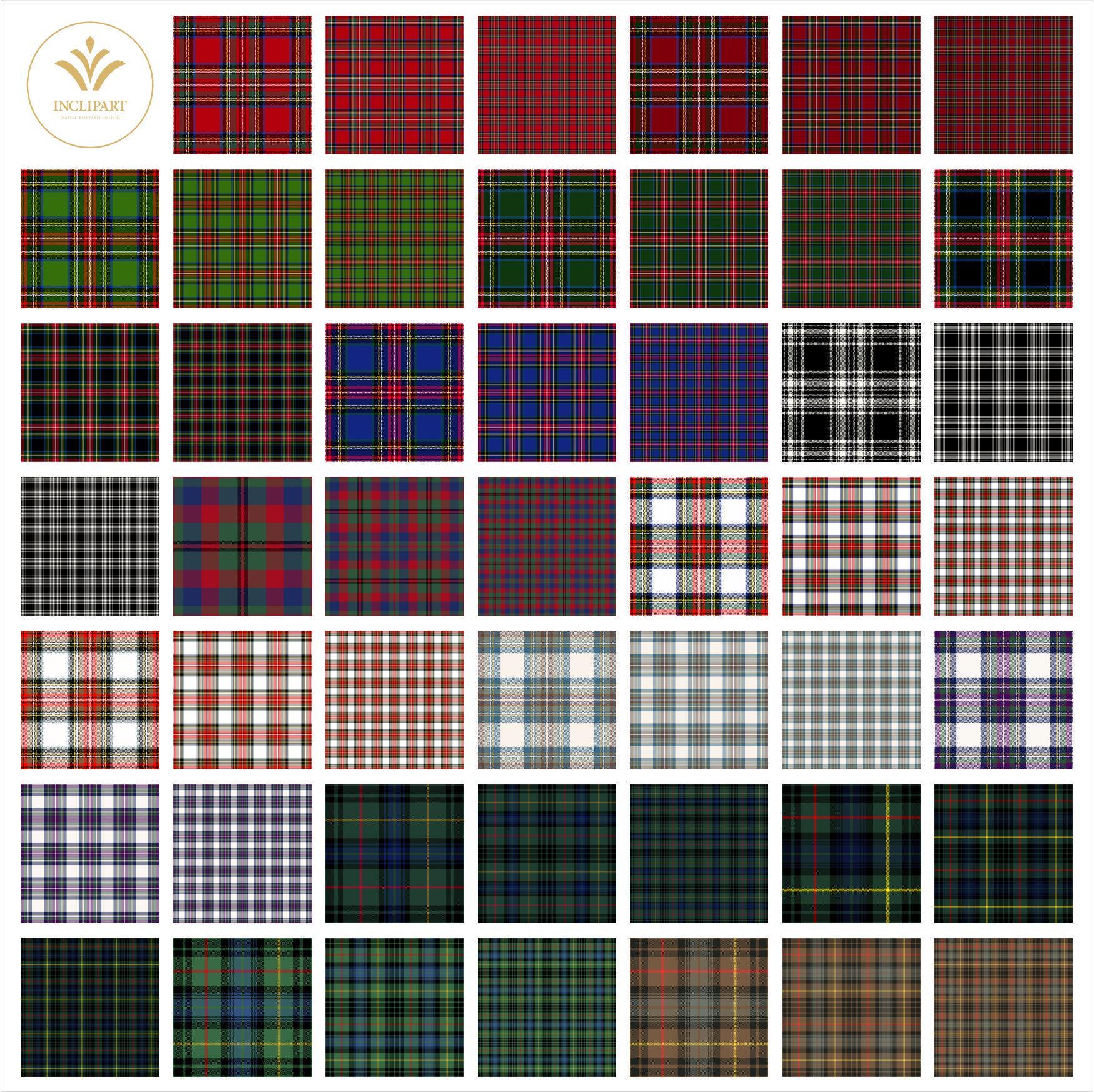 Tartan Digital Paper Clipart. Scottish Stewart Plaid, Tartan. Seamless ...
