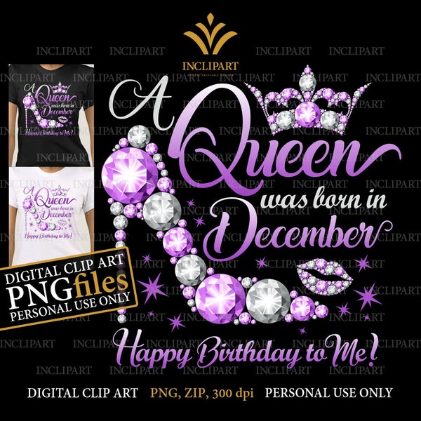 A Queen was born in December digital clipart PNG format. Birthday party clip art. Ladies party, high heel, crown clipart. Instant download.