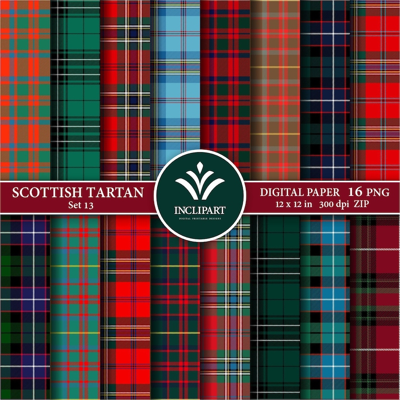 Tartan Digital Paper Clipart PNG File Format. Scottish Plaid, Tartan ...