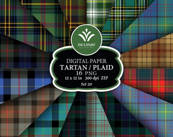 Format de fichier PNG clipart papier numérique tartan. Irlandais, plaid écossais, clipart à motif à carreaux. Papier numérique de fond sans couture. Imprimable.