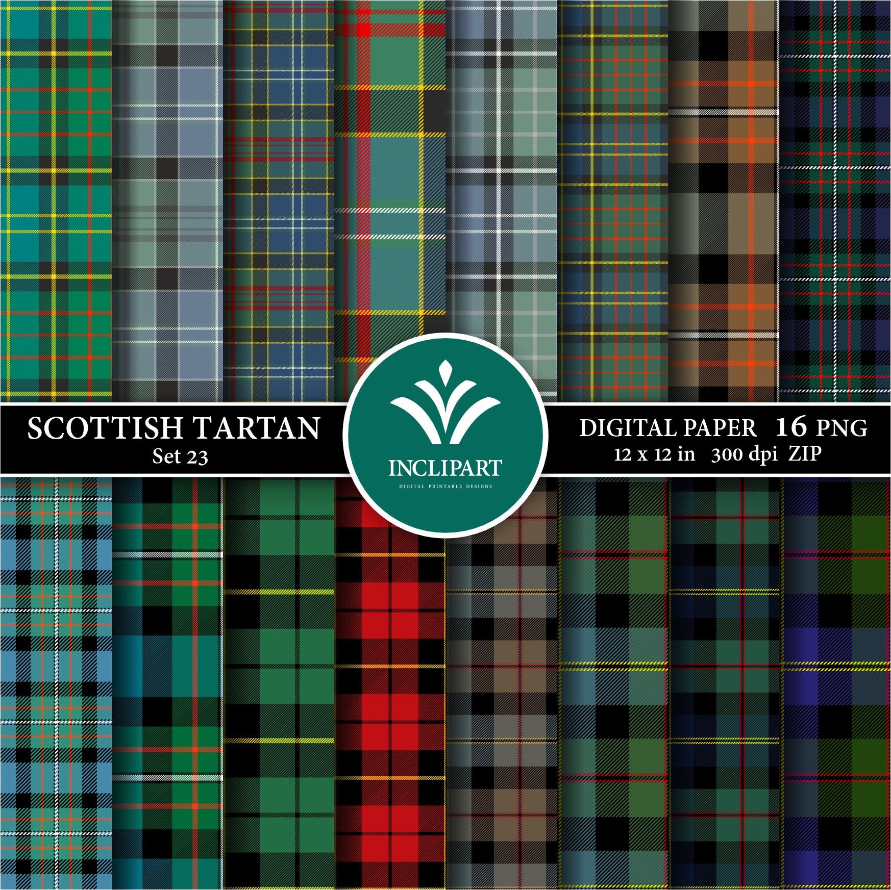 Tartan Digital Paper Clipart PNG File Format. Caldwell, Ferguson ...