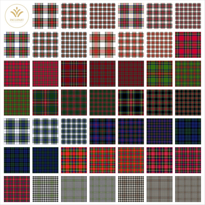 Tartan Digital Paper Clipart. Scottish Plaid Tartan Clipart. - Etsy