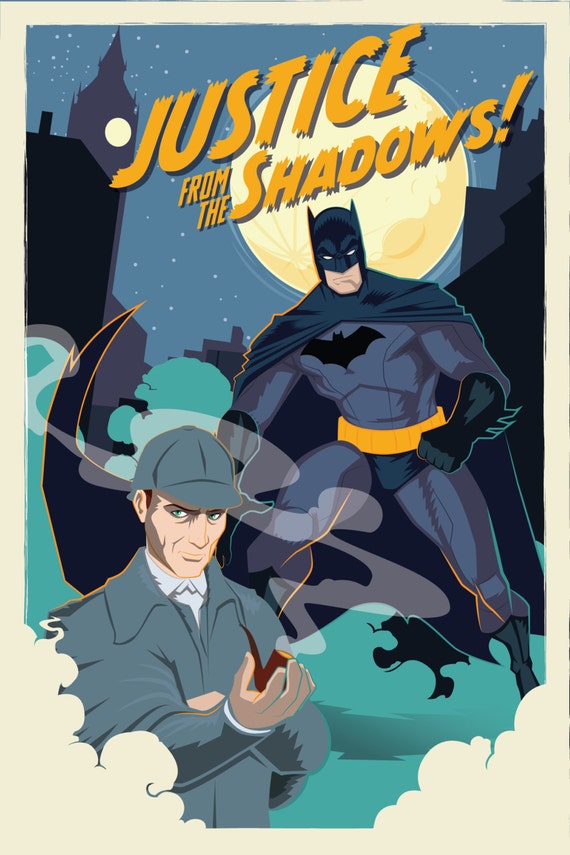 Modern Mythological Mash-up Batman and Sherlock Holmes Poster - Etsy