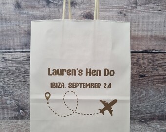Hen party gift bags, Destination Hen Party, Personalised bags