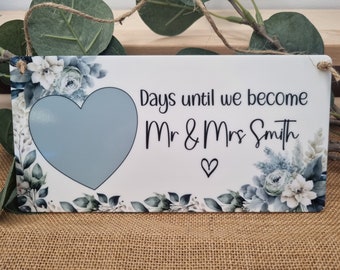 Personalised Wedding Countdown Plaque, Engagement Gift, Weeks Until Mr and Mrs