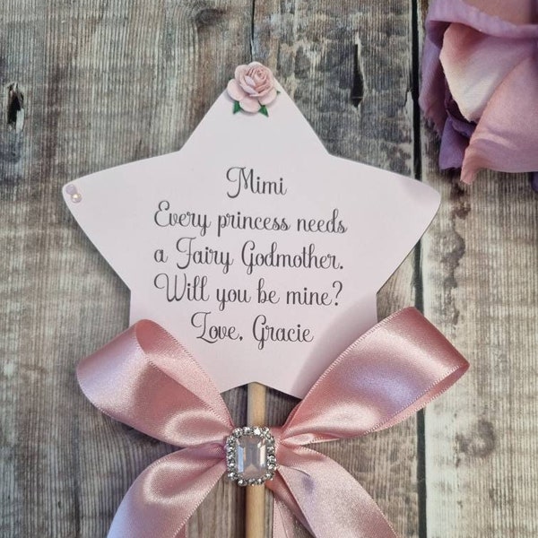 Fairy godmother wand / godmother gift/ godparents  / will you be my godmother / godparent proposal