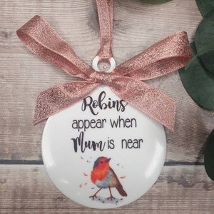 Robins Appear When Angels Are Near Personalised Christmas Tree Bauble image 8