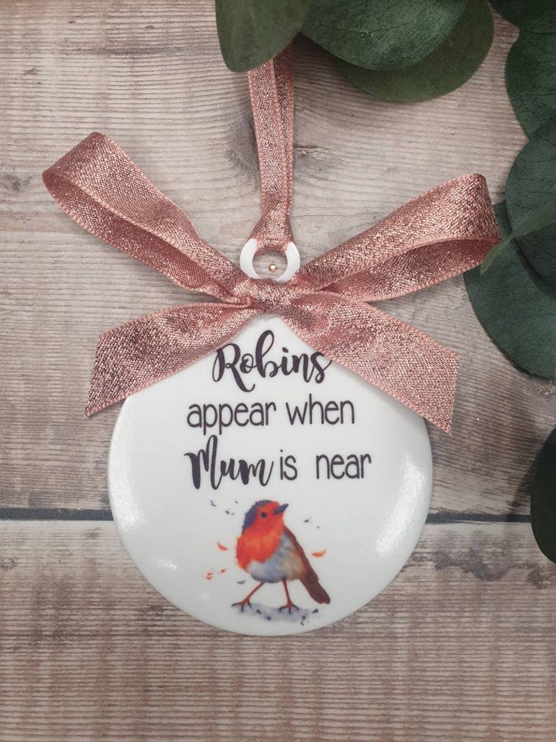 Robins Appear When Angels Are Near Personalised Christmas Tree Bauble image 8