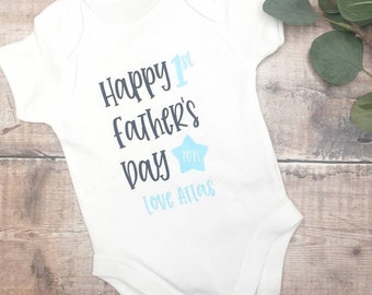 Details about / Personalised baby bodysuit vest grow 1st fathers day daddy whale blue boys gift
