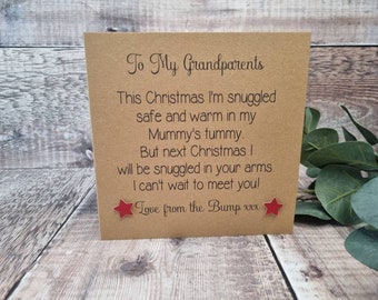 Christmas Card from the Bump, Rustic Kraft Card, Grandparents Love from Bump Card