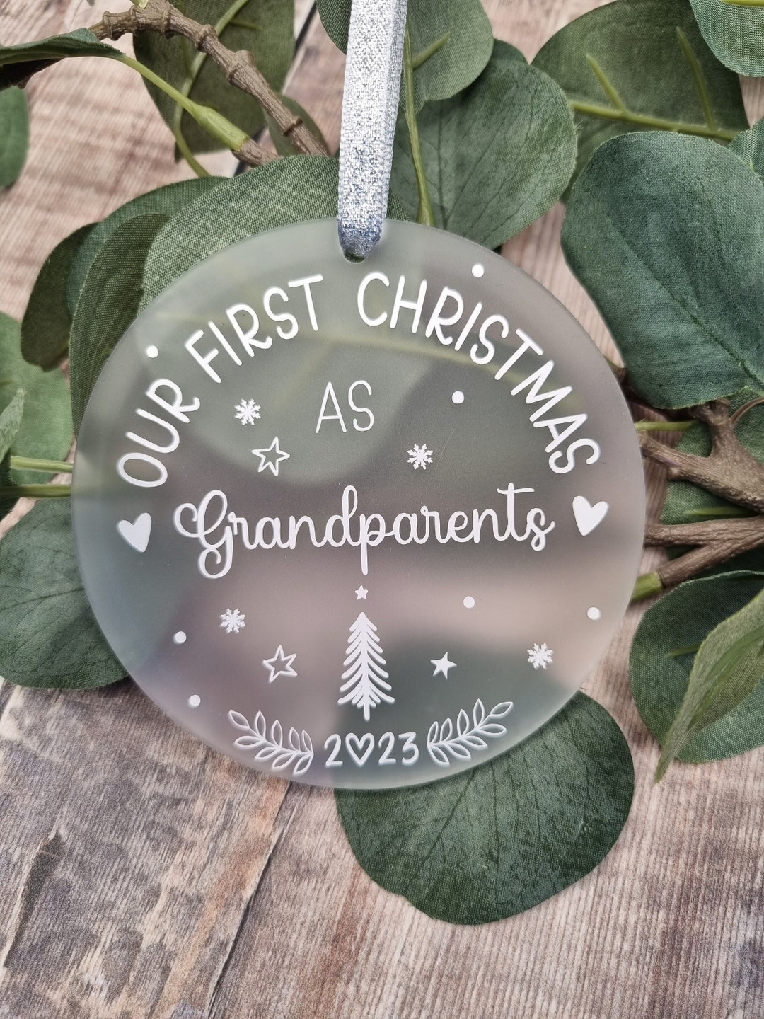 Personalised First Christmas as Grandparents Bauble, Grandparent ...