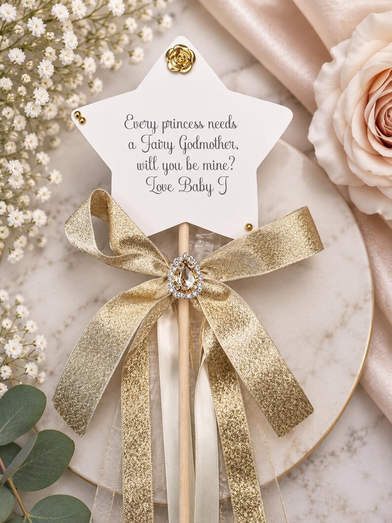 Will You Be My Godmother Gift | Godmother Proposal | Godparent Proposal Gift | Personalised Godmother Wand | Fairy Godmother Gift afbeelding 10