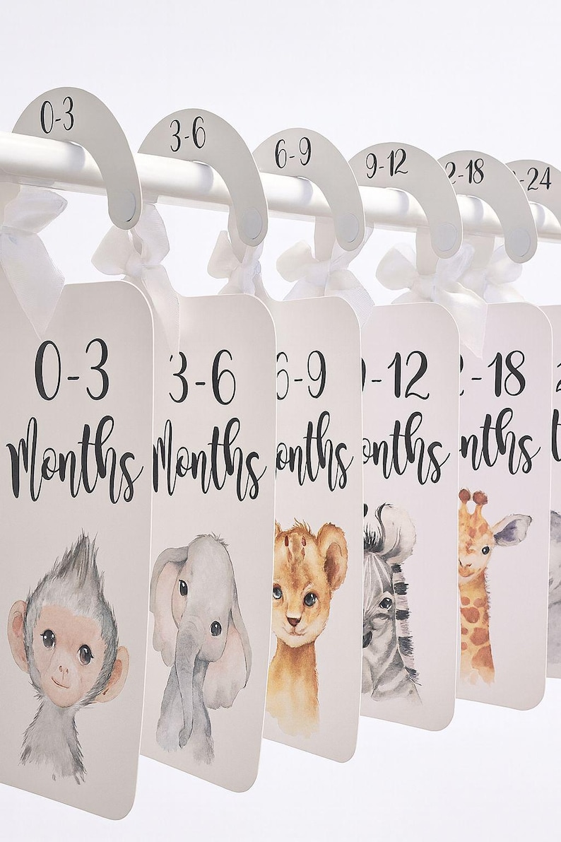 Safari Animals Baby Clothes Dividers, wardrobe organisation, Baby Shower Gift image 2