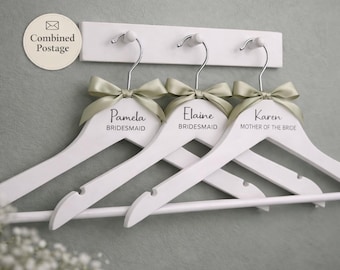 Personalised Wedding Hangers | Bride & Bridesmaid Hanger | Bridal Party Gift | Custom Name Date | Wedding Morning Photo UK