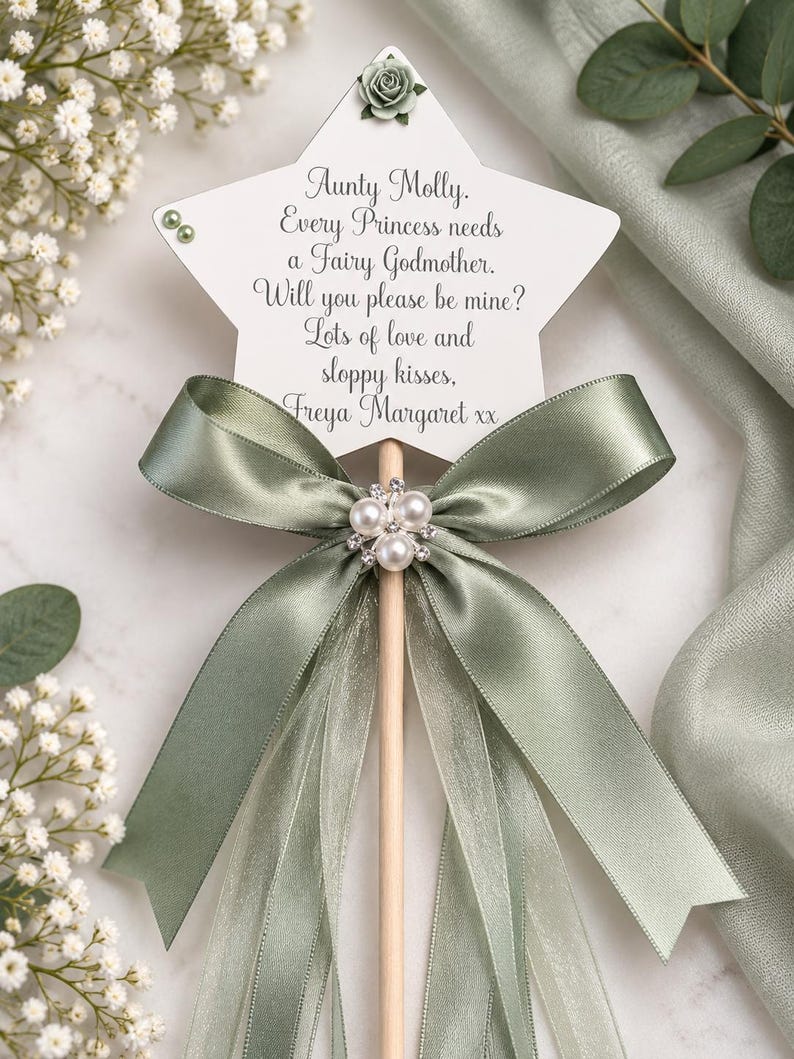 Will You Be My Godmother Gift | Godmother Proposal | Godparent Proposal Gift | Personalised Godmother Wand | Fairy Godmother Gift afbeelding 2