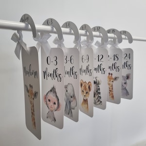 Safari Animals Baby Clothes Dividers, wardrobe organisation, Baby Shower Gift image 1