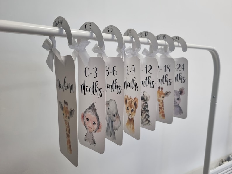 Safari Animals Baby Clothes Dividers, wardrobe organisation, Baby Shower Gift image 1