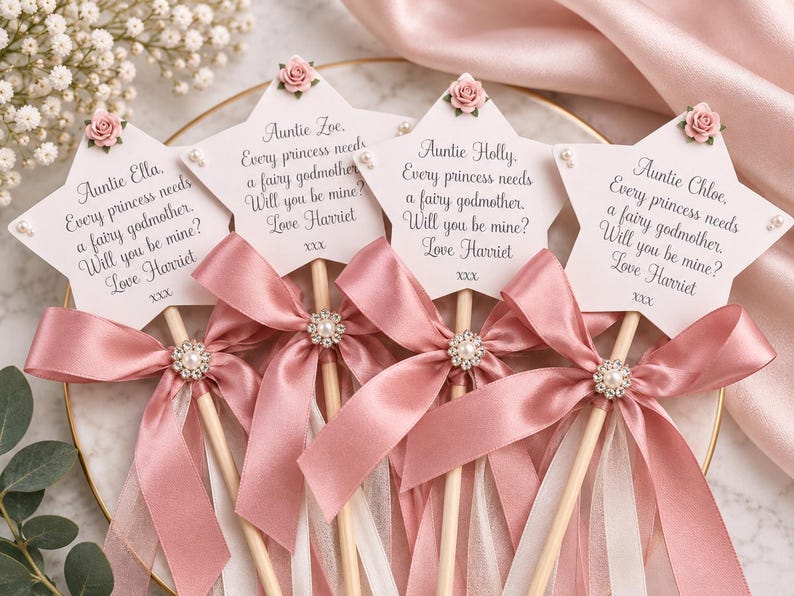Will You Be My Godmother Gift | Godmother Proposal | Godparent Proposal Gift | Personalised Godmother Wand | Fairy Godmother Gift afbeelding 9